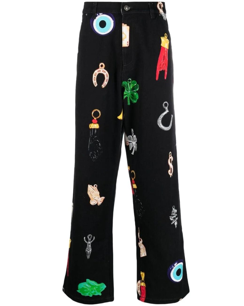 Sky High Farm Black Printed Denim Jeans for men