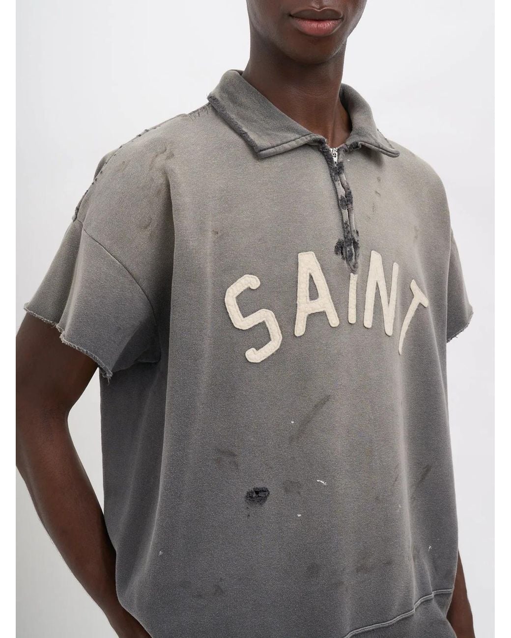 SAINT Mxxxxxx Gray Felpa Half Zip Saint for men