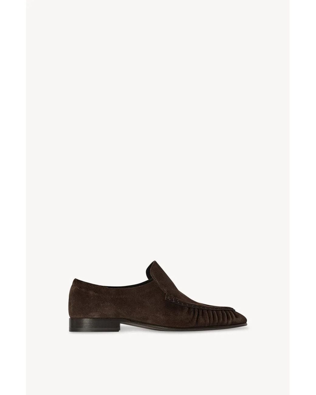 The Row Black Two Gathered Suede Loafers