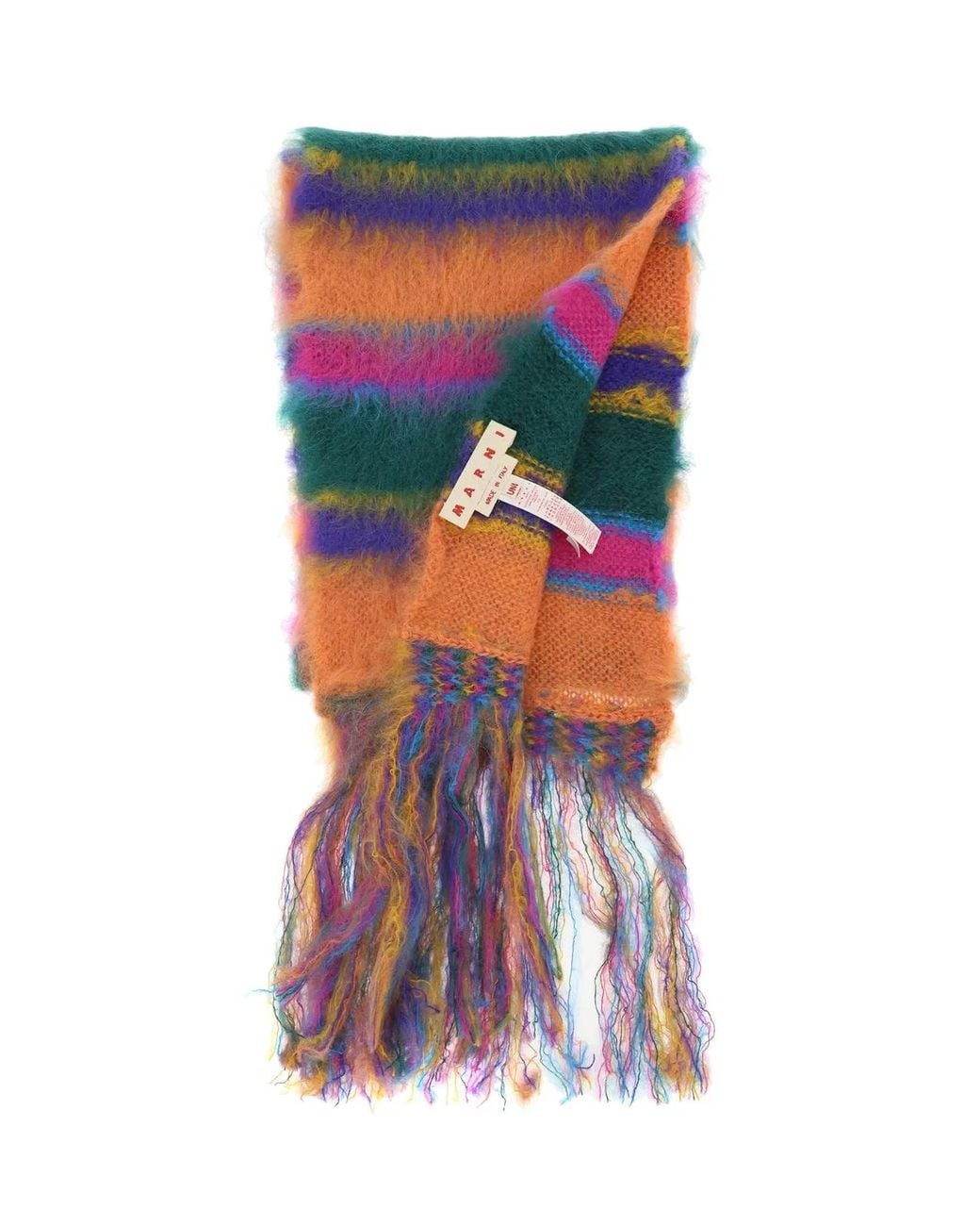 Marni Multicolor Mohair Blend Scarf Green,orange Wool for men
