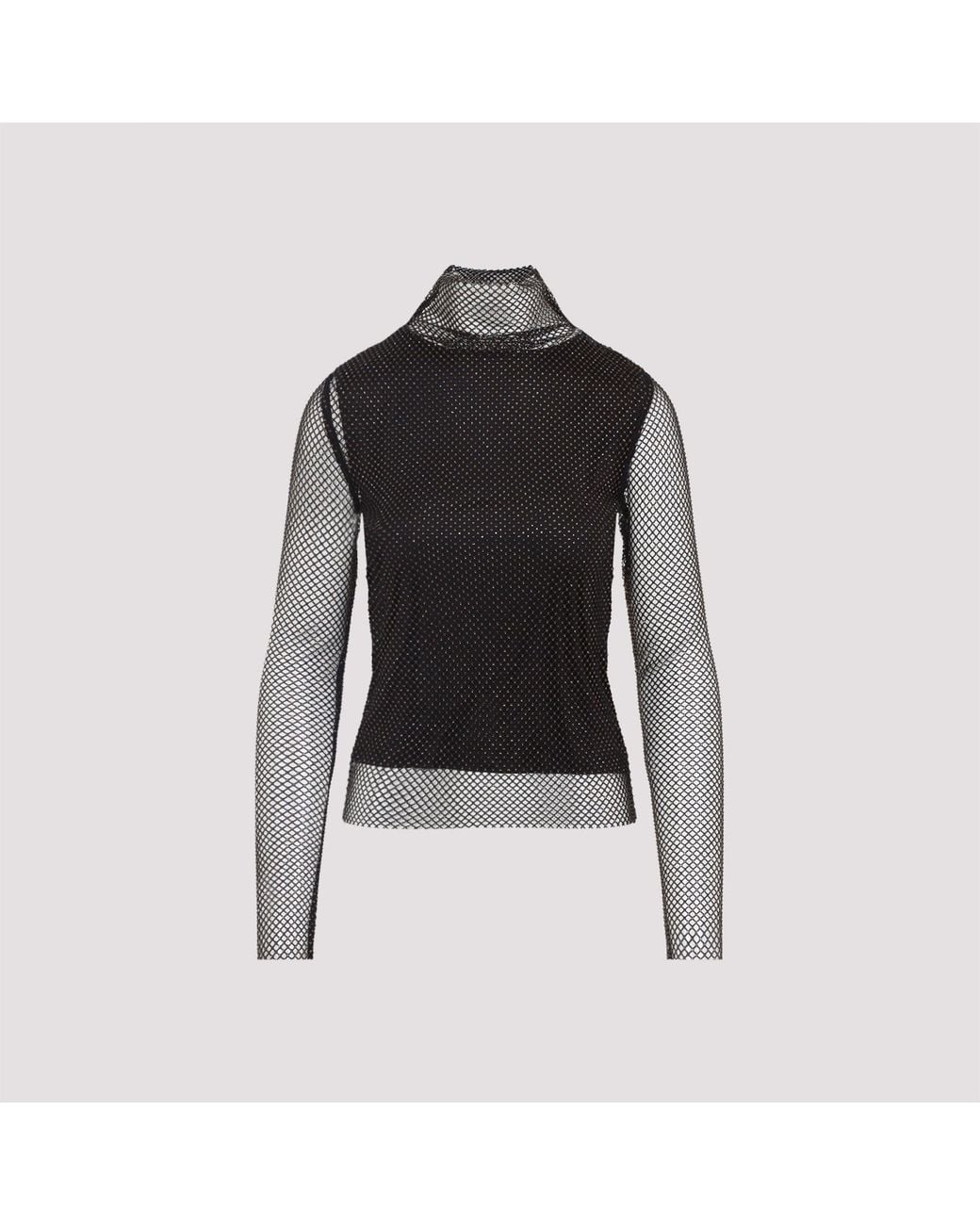 Sportmax Black Gerarda Crystal Top With Stand-Up Collar