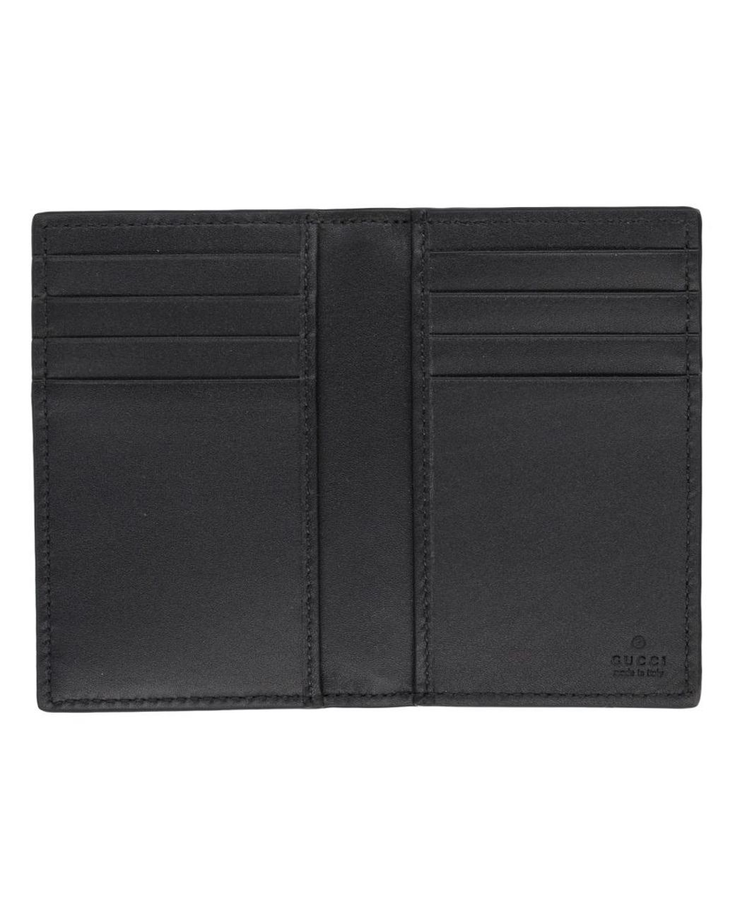 Gucci Black Leather Gg Emblem Card Holder for men