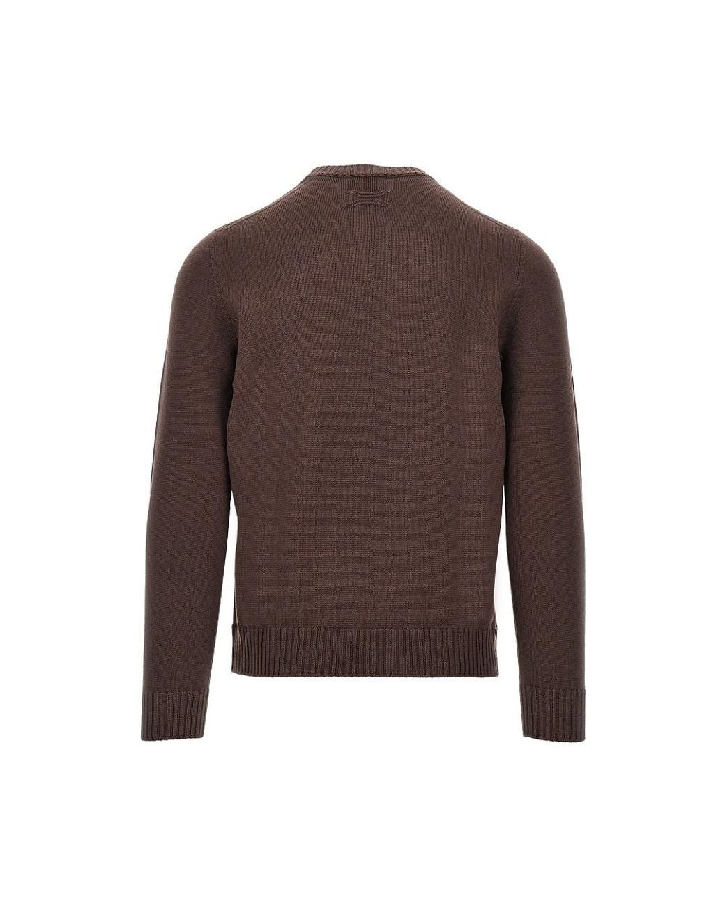 Drumohr Brown Merino Wool Knitted Sweater for men