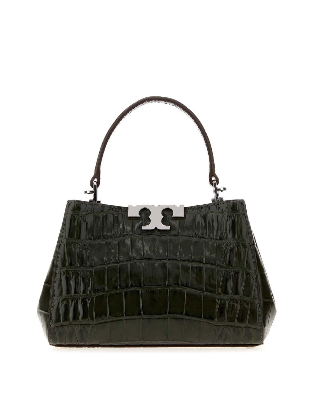 Tory Burch Black Eleanor Embossed Croc Mini Satchel