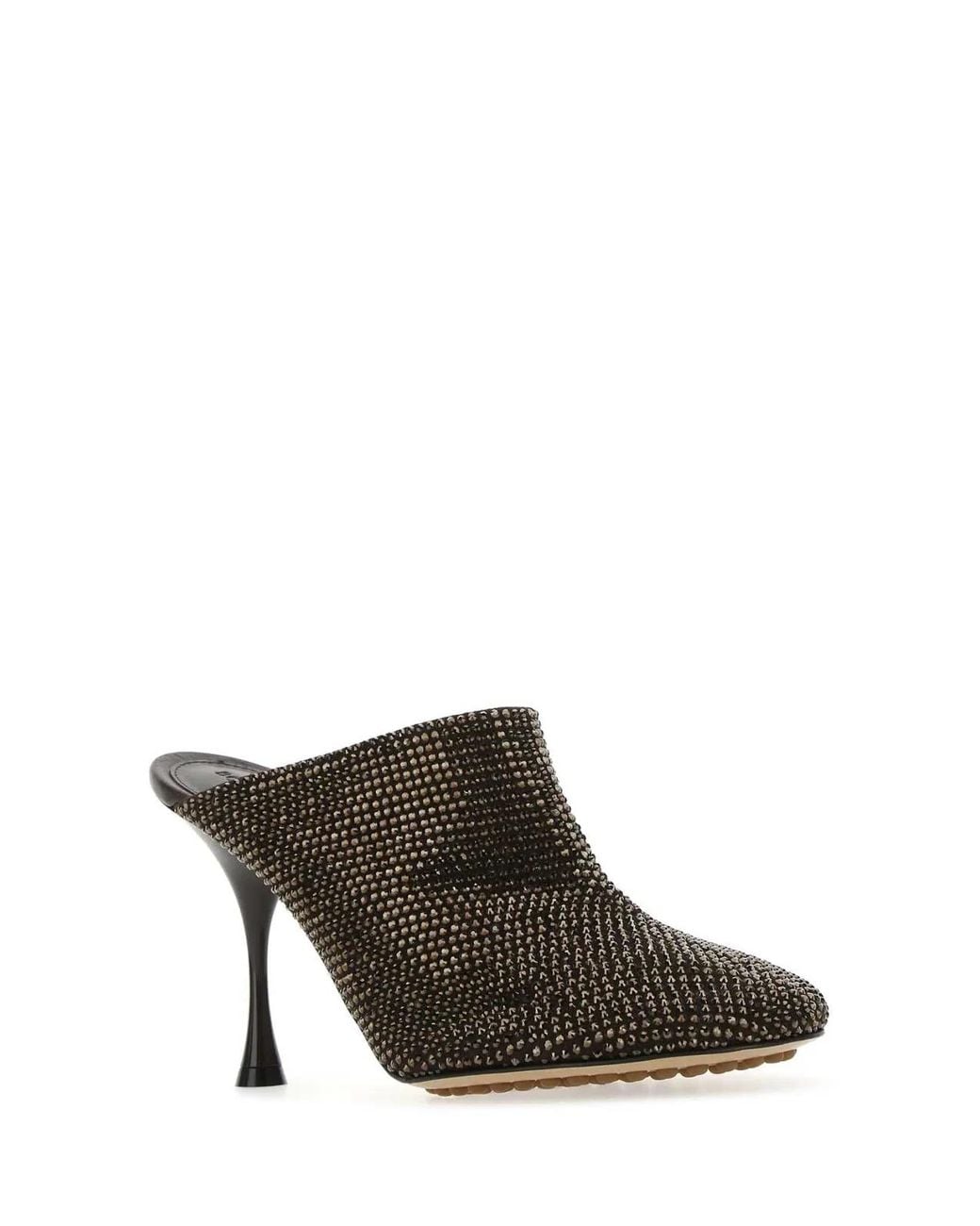 Bottega Veneta Brown Embellished Suede Sparkle Dot Sock Mules