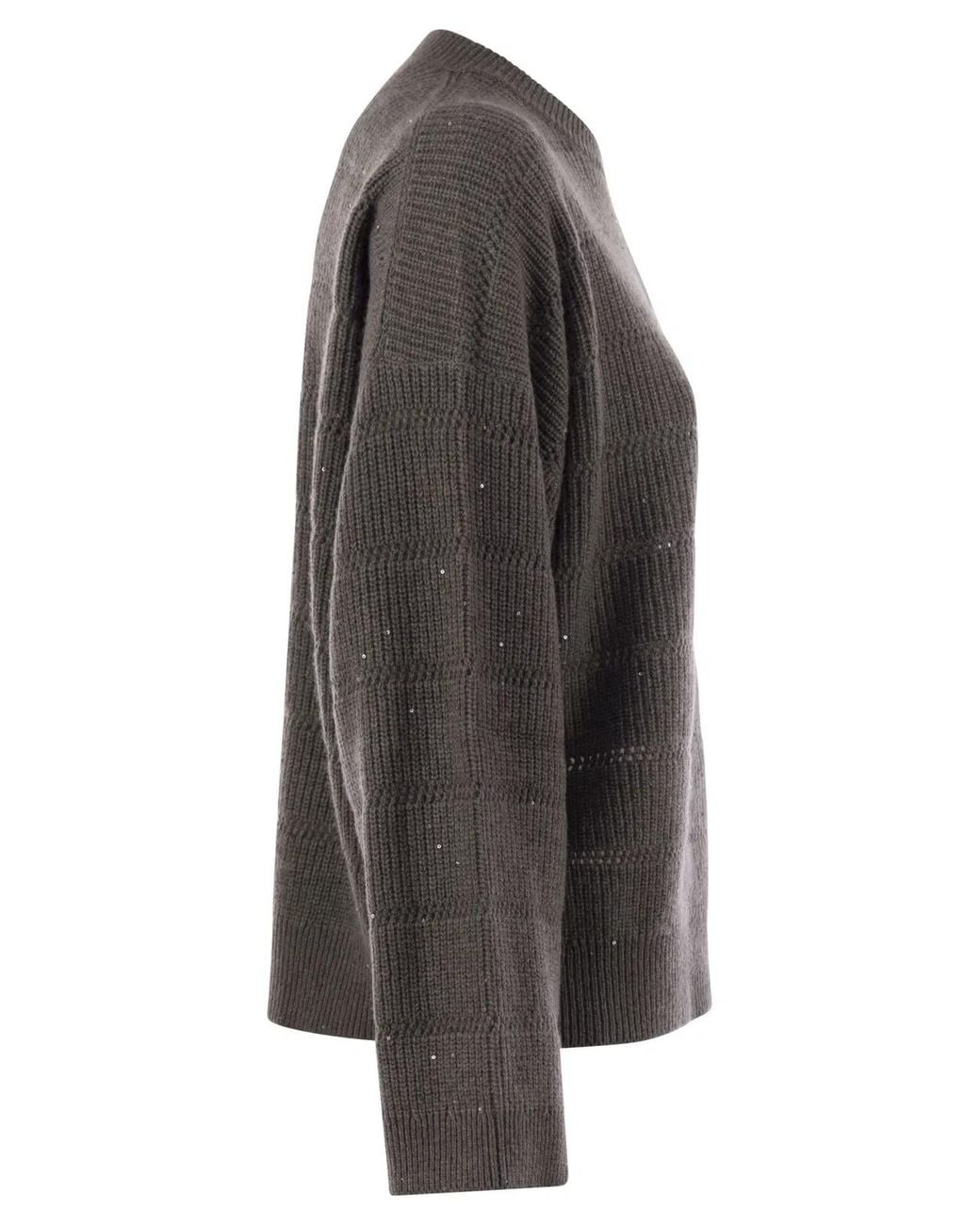 Brunello Cucinelli Black Cashmere And Wool Crew-Neck Sweater
