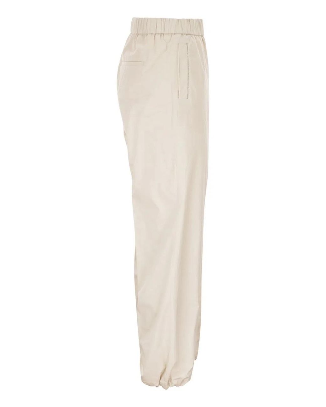 Peserico White Loose-Fitting Stretch Cotton Trousers With Elasticated Waistband
