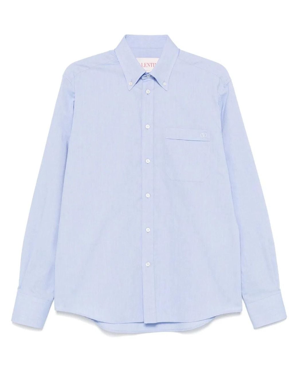 Valentino Garavani Blue Cotton Oxford Shirt With Vlogo Embroidery for men