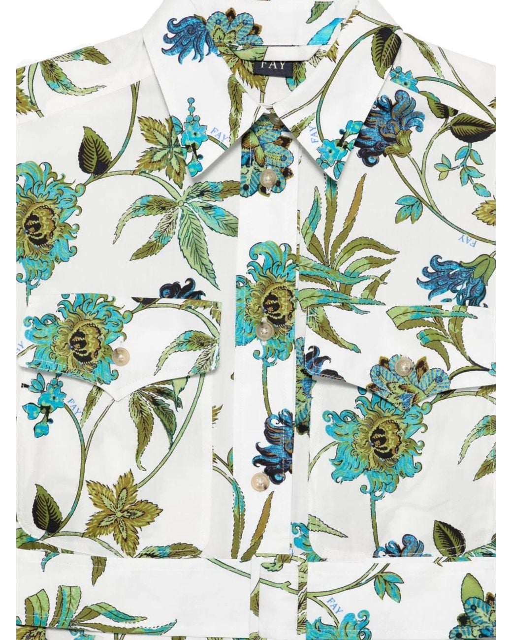 Fay Green Printed Cotton Chemisier Dress
