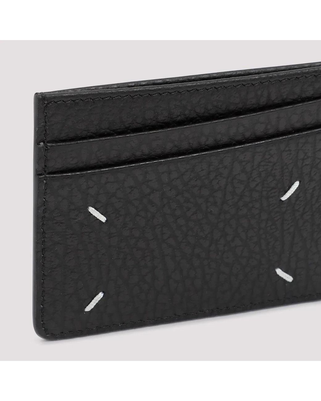 Maison Margiela Black Pebbled Effect Leather Cardholder for men
