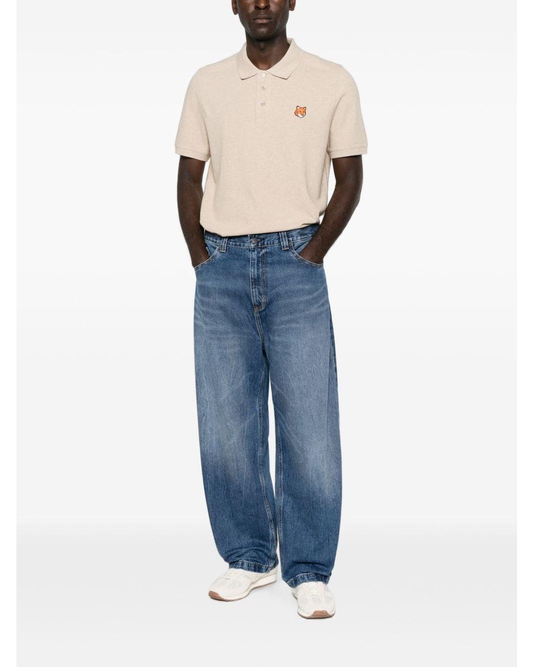 Maison Kitsuné Natural Maison Kitsuné Fox Head Cotton Polo Shirt for men