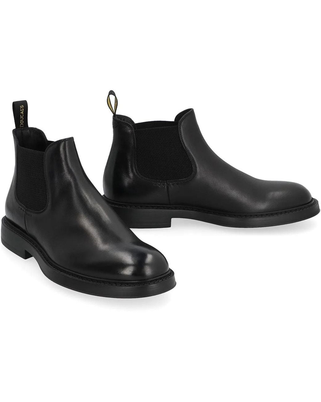 Doucal's Black Leather Chelsea Boots for men