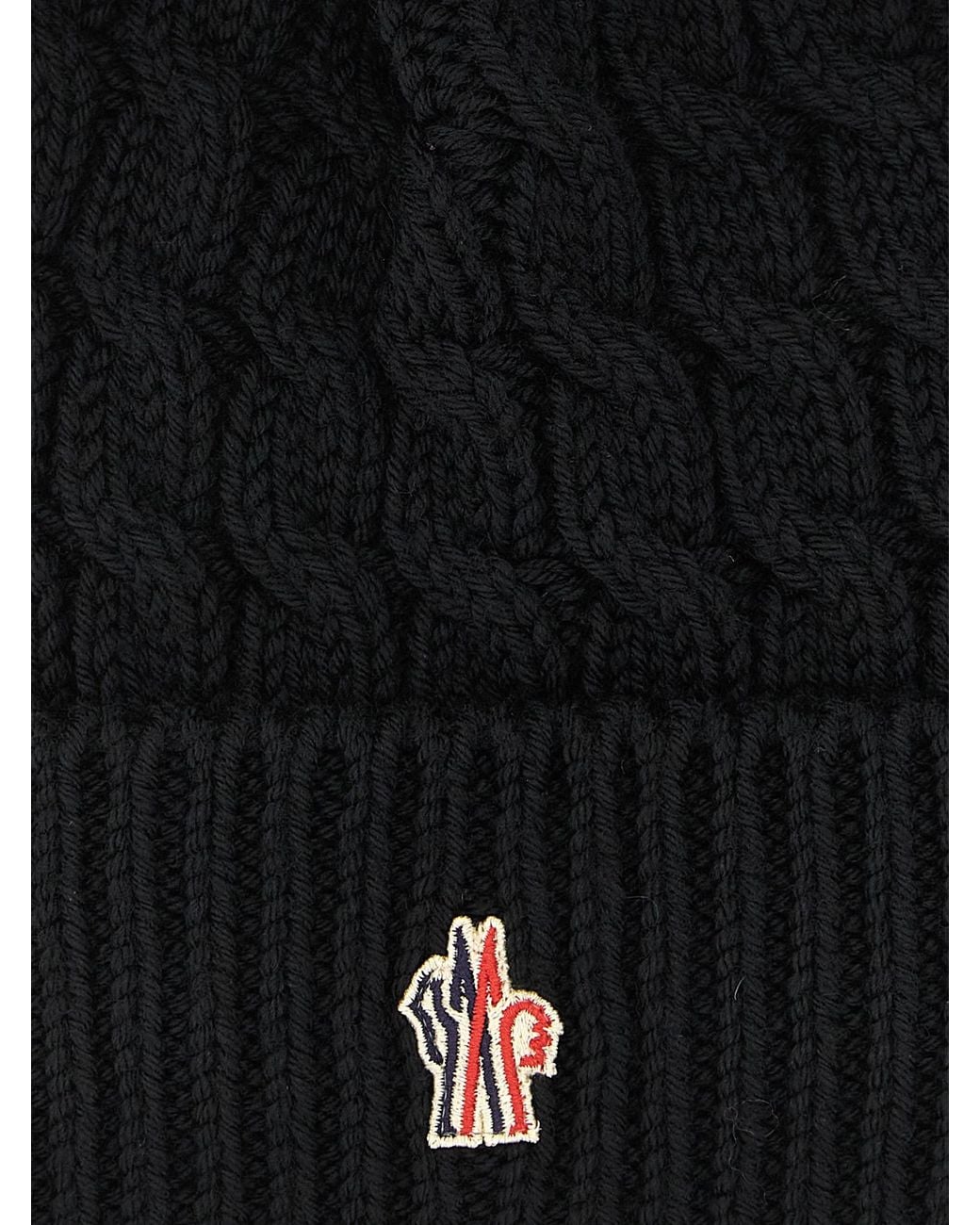 Moncler Black Wool Beanie With Pon-Pon