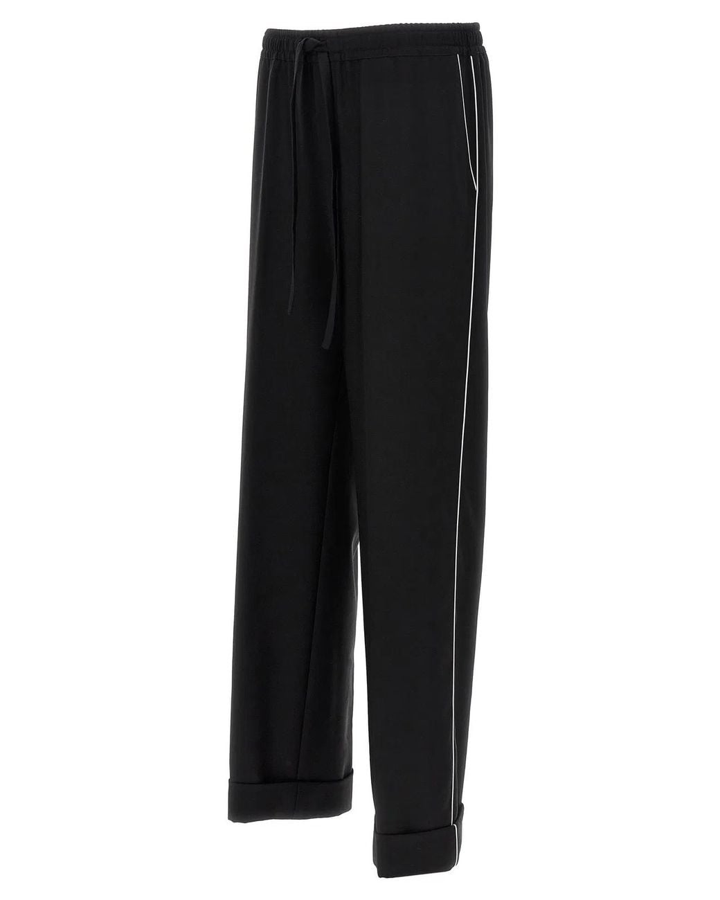 Dolce & Gabbana Black Dolce & Gabbana Contrast-Piping Wool Trousers for men