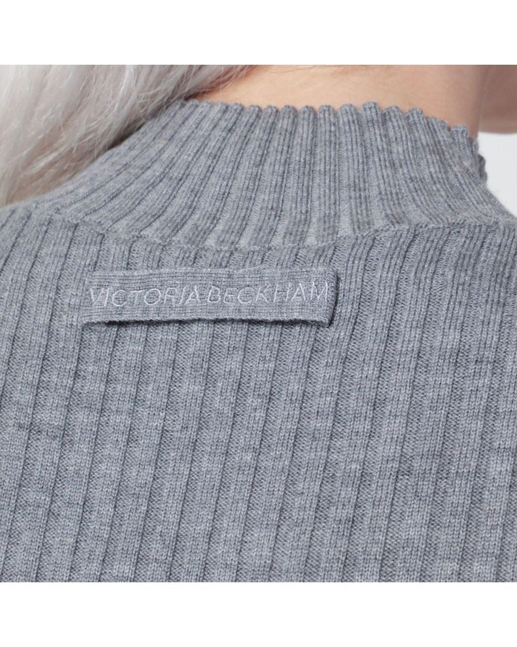 Victoria Beckham Blue Georgia Marl Ribbed Merino Wool Sweater