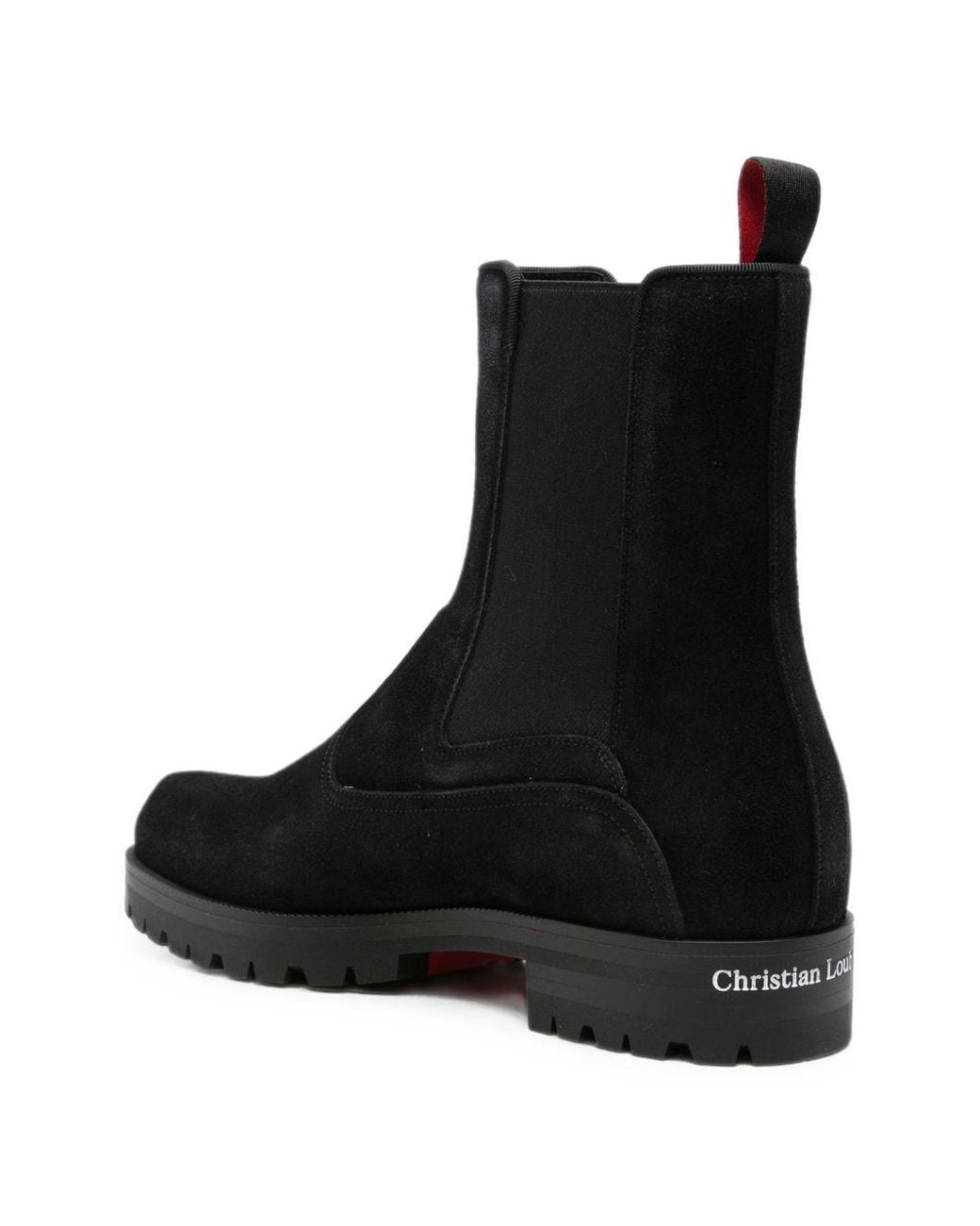 Christian Louboutin Black Cavernos Suede Chelsea Boots for men