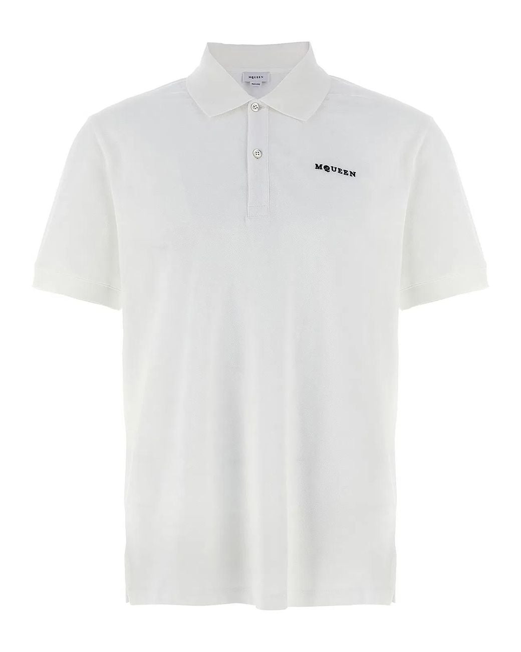McQueen White Logo Embroidery Polo Shirt for men