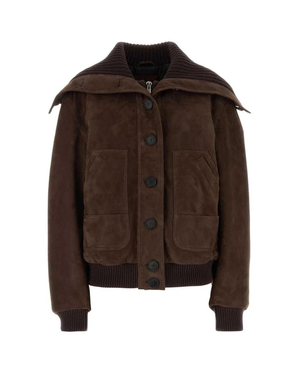 The Attico Brown Suede Bomber Jacket