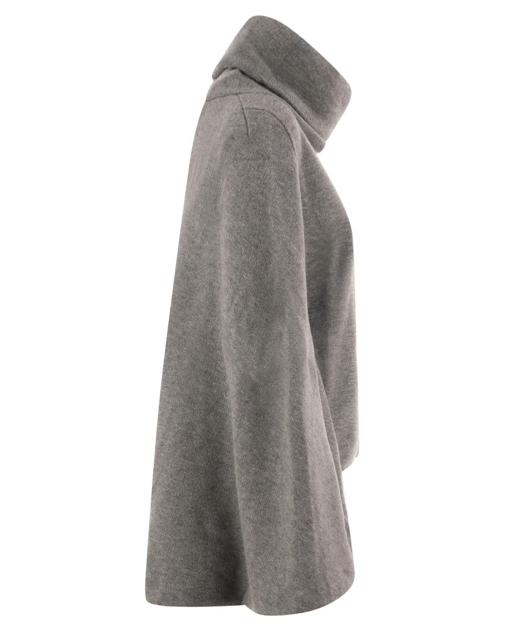 7 For All Mankind Gray Wool Roll-Neck Poncho