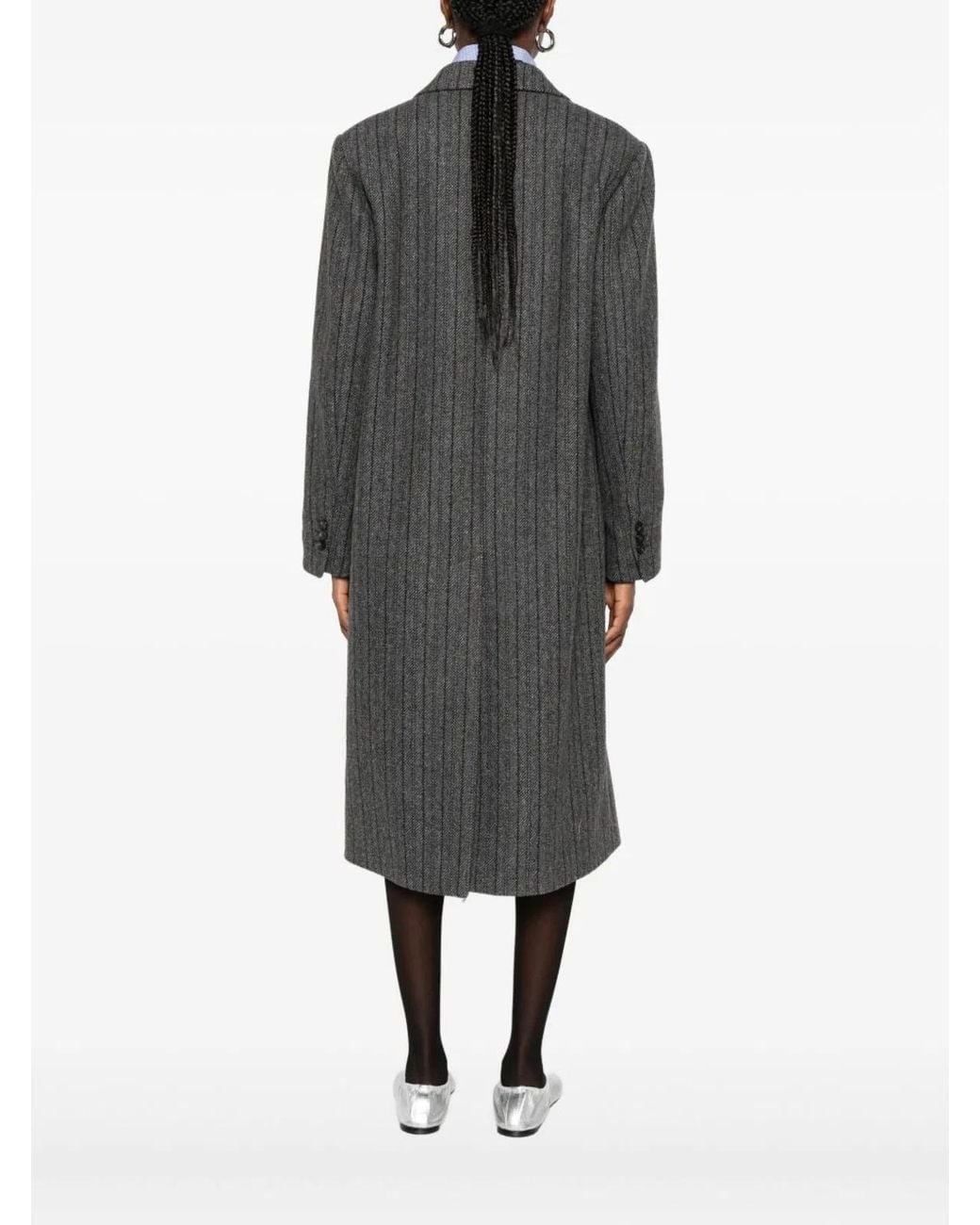 Alberto Biani Gray Wool Double-Breasted Coat