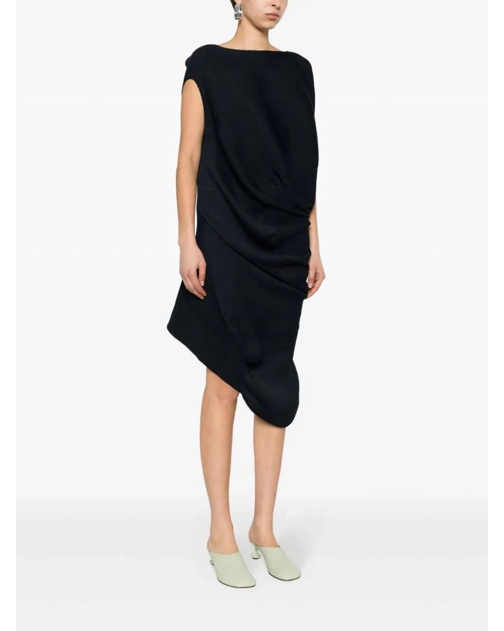 Issey Miyake Black Aerate Midi Dress