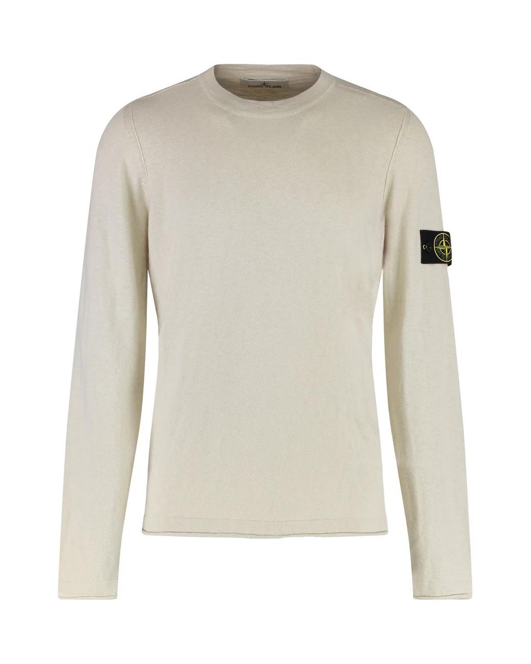 Stone Island White Cotton Blend Crew-Neck Sweater Sweatshirts for men