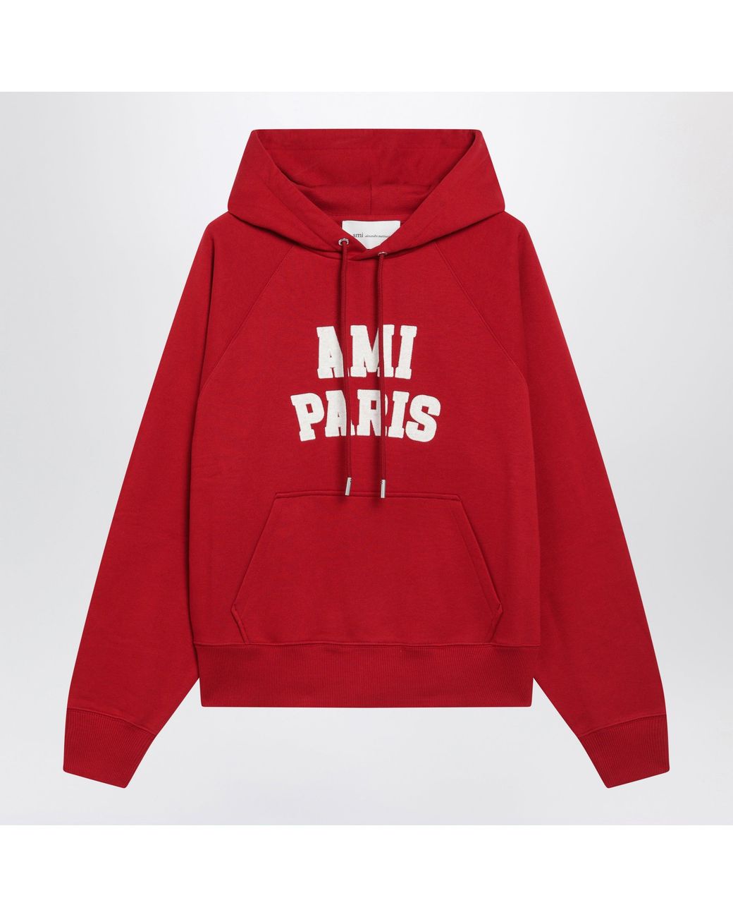 AMI Red Hooded Sweatshirt With Logo Embroidery