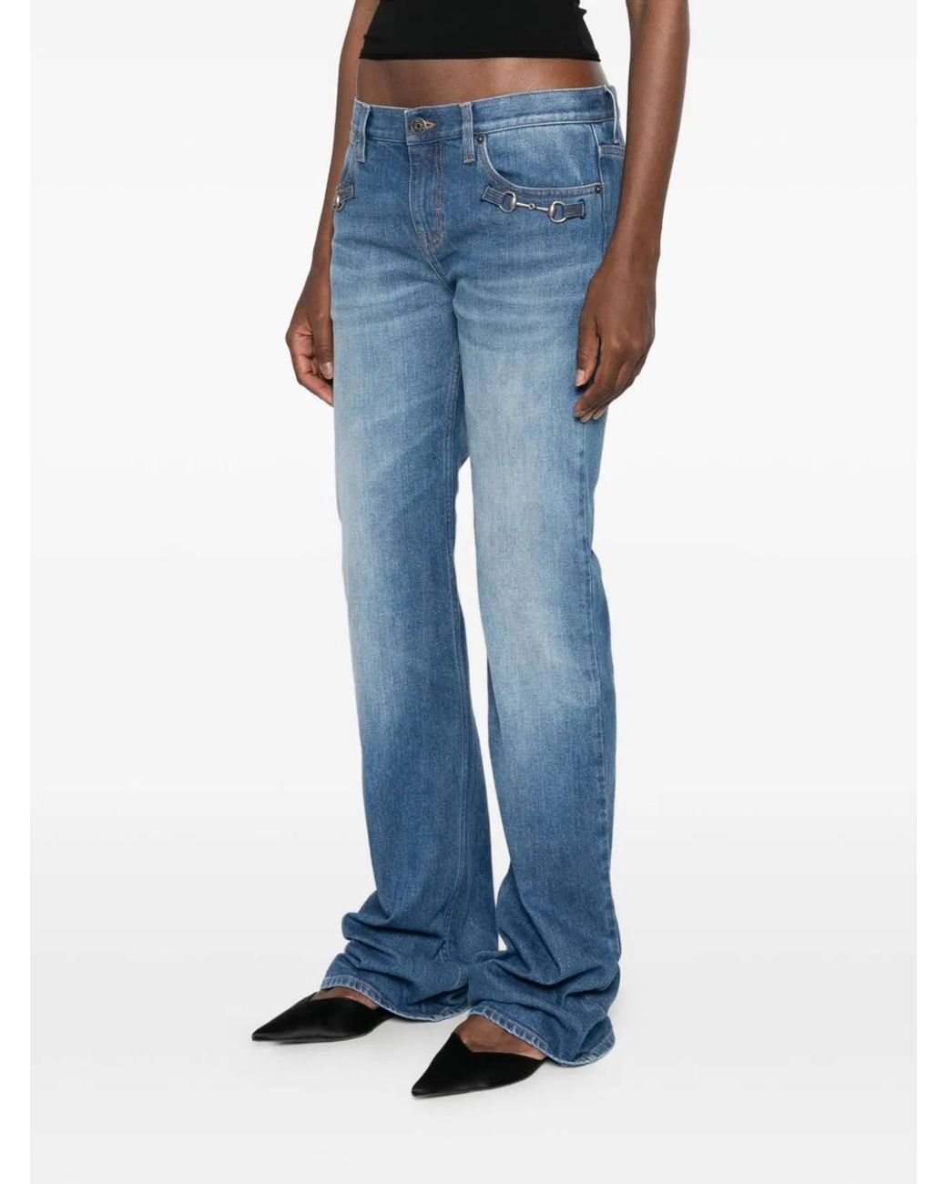 Gucci Blue Bootcut Mid Rise Jeans