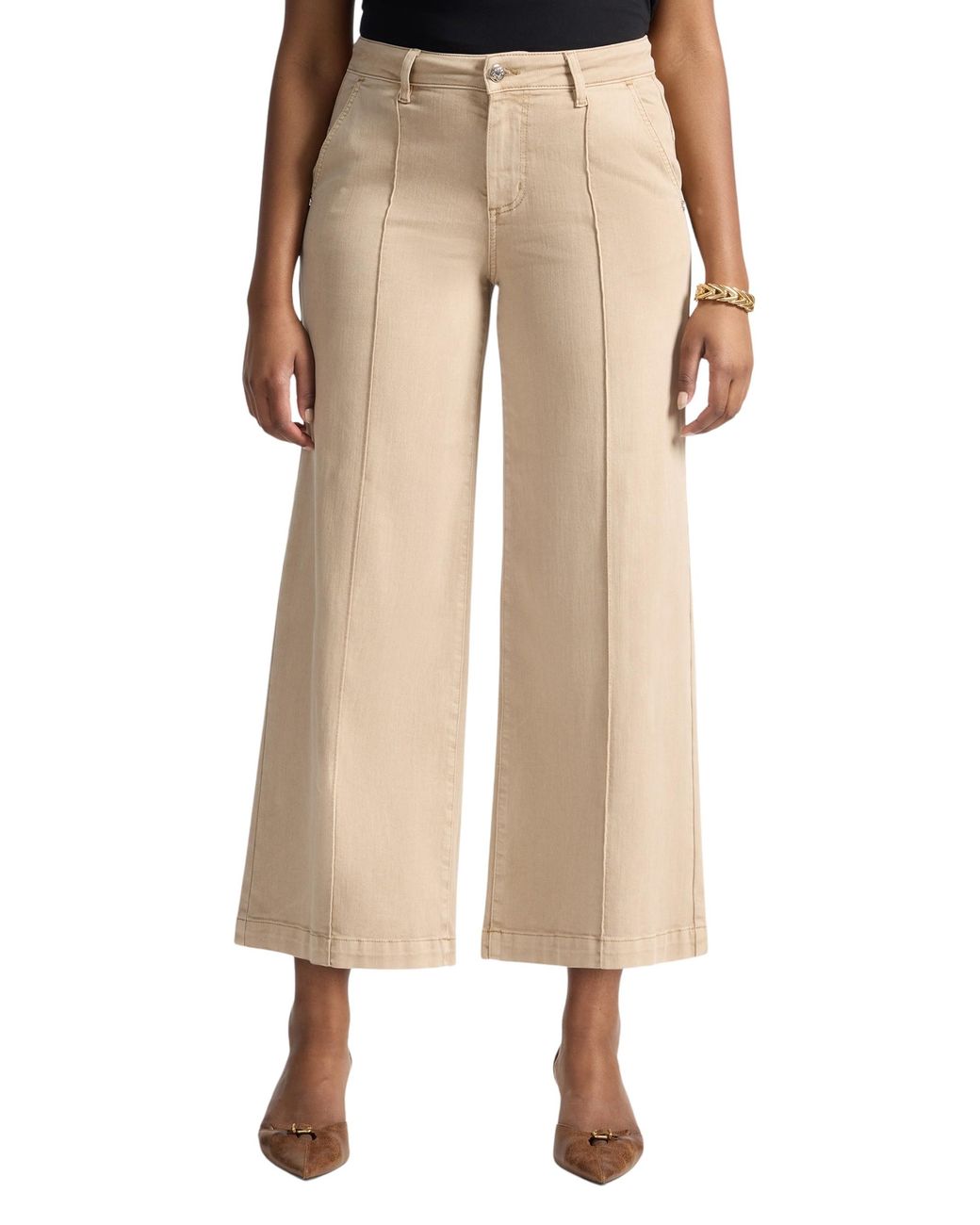Elena Miro White High-Waisted Cropped Palazzo Pants
