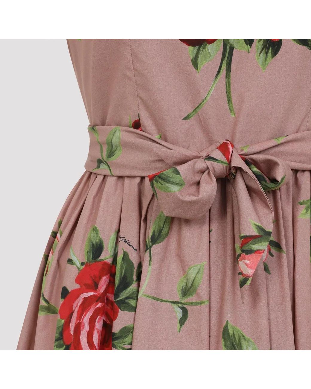 Dolce & Gabbana Pink Dolce & Gabbana Rose Bouquet Print Midi Dress