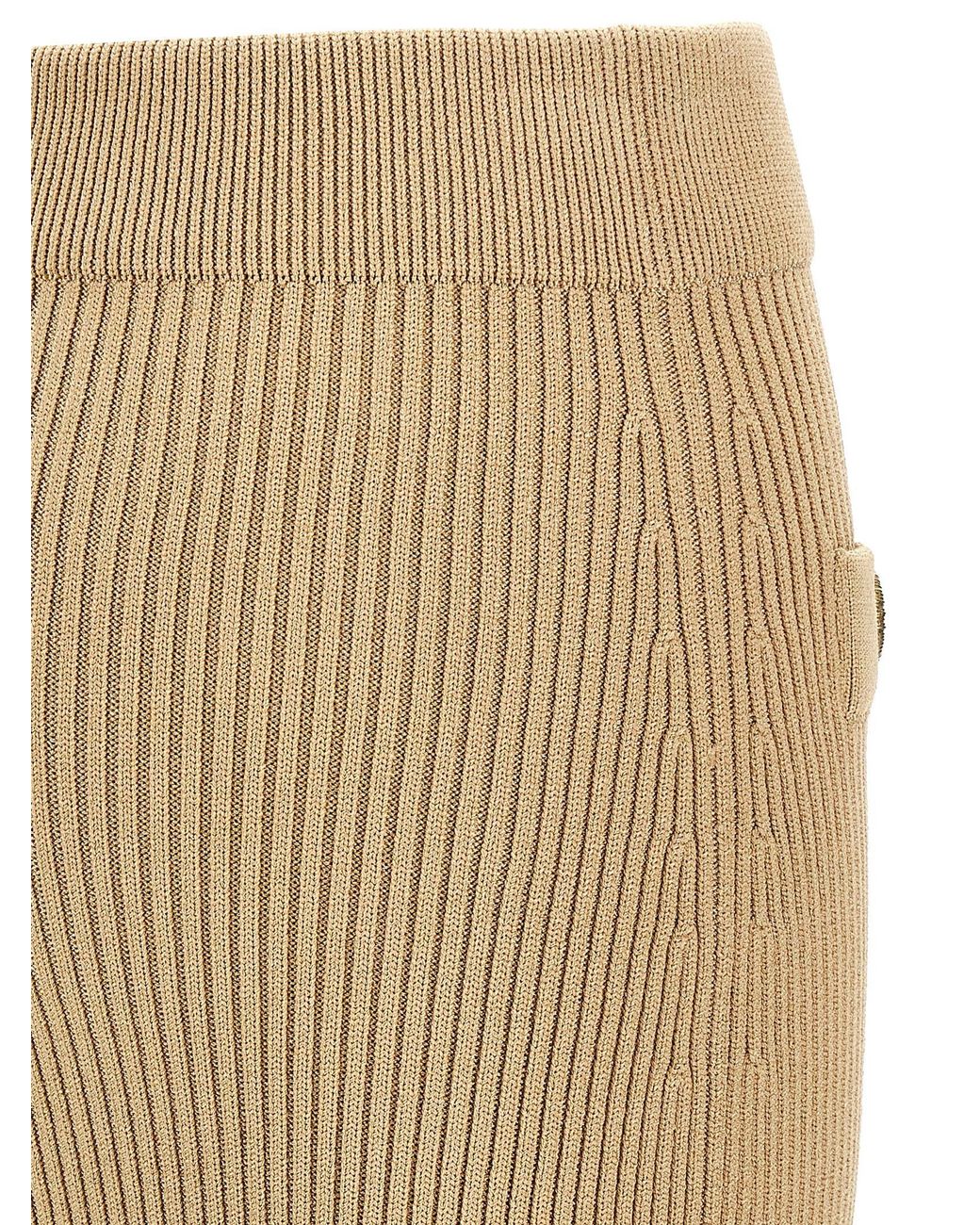 Balmain Natural Ribbed Midi Skirt