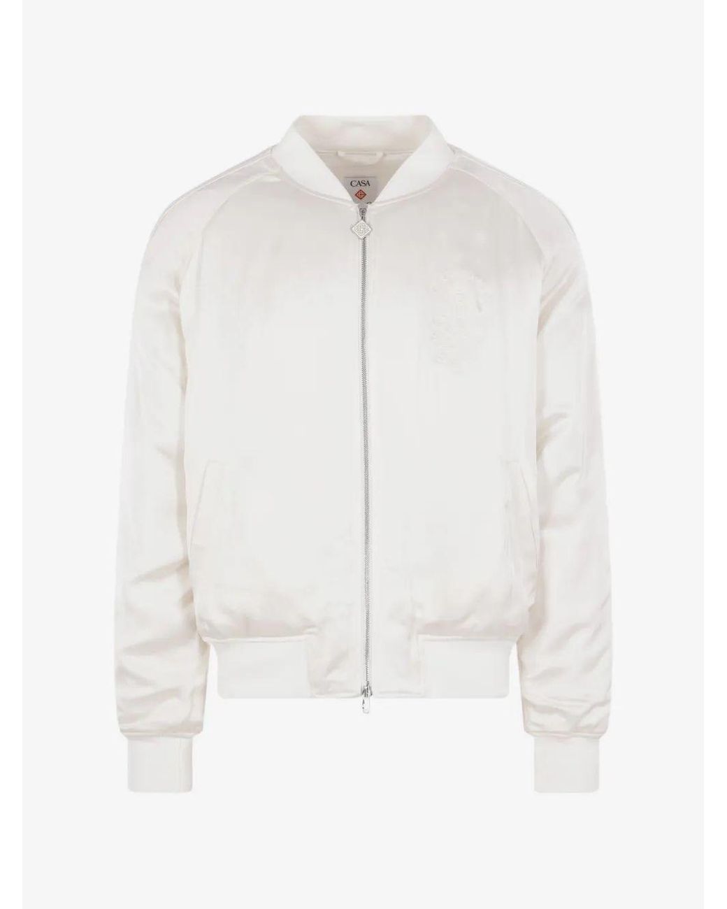 Casablanca White Hotel Emblem Logo-Embroidered Bomber Jacket for men