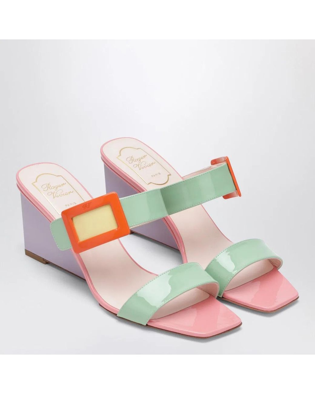 Roger Vivier Multicolor Belle Vivier Wedge Mules