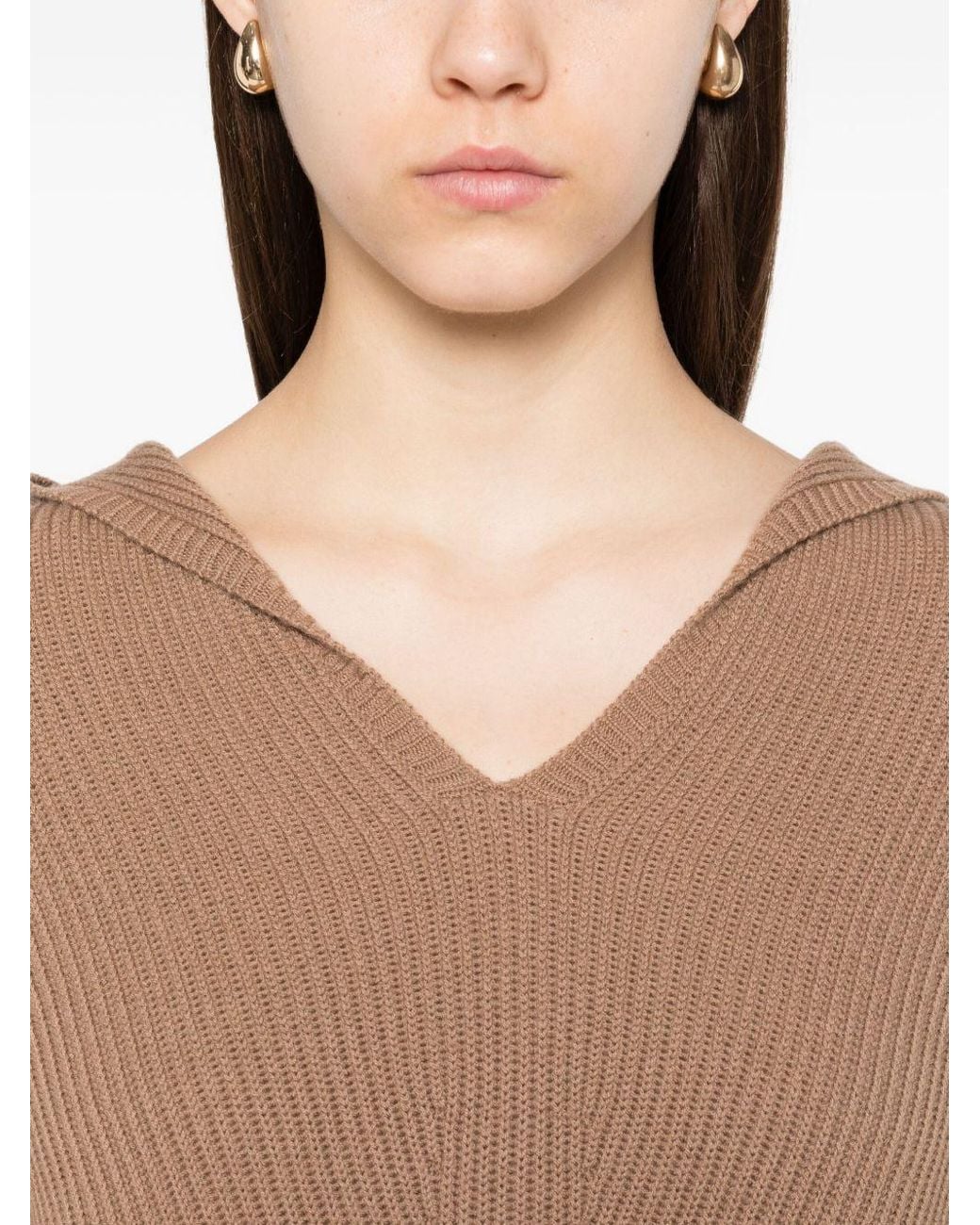 Max Mara Natural S Max Mara Ribbed Wool Sweatshirt
