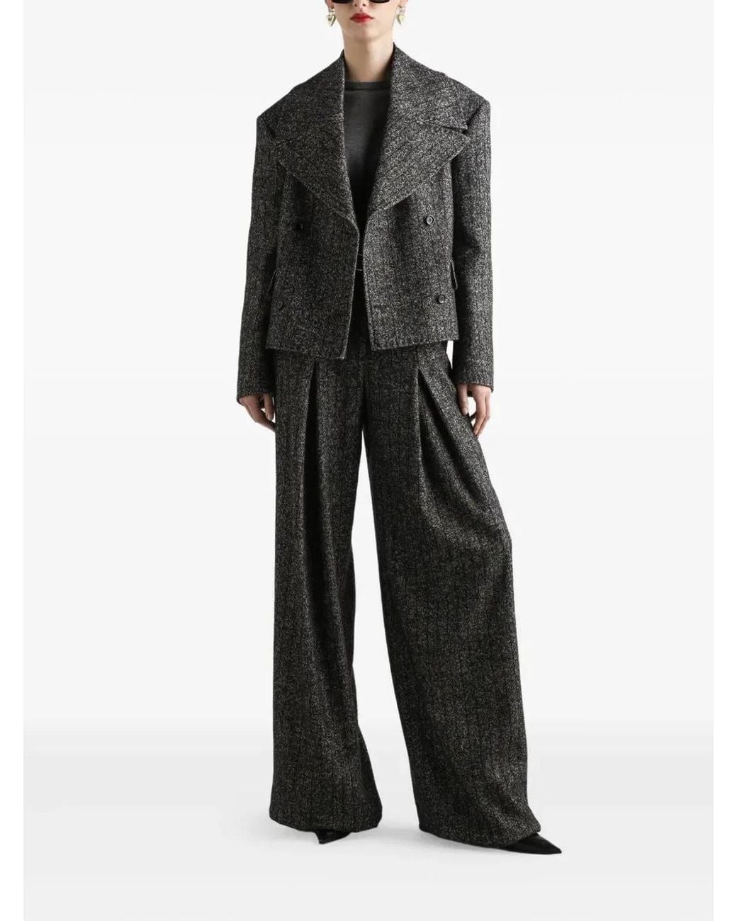Dolce & Gabbana Black Short Oversized Striped Jacket Wool