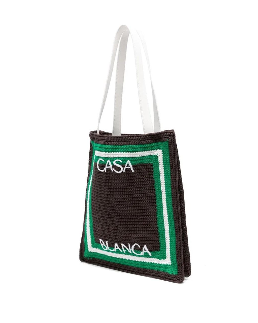 Casablanca Green Logo Embroidered Crochet Tote Bag.