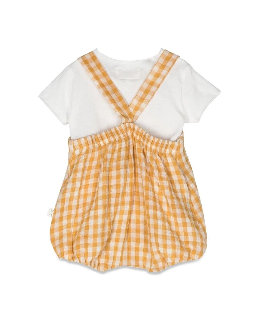 Teddy & Minou White Teddy & Minou Checkered Romper With T-Shirt