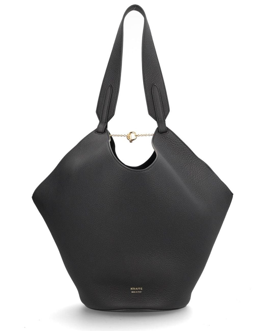 Khaite Black Small Leather Lotus Tote Bag