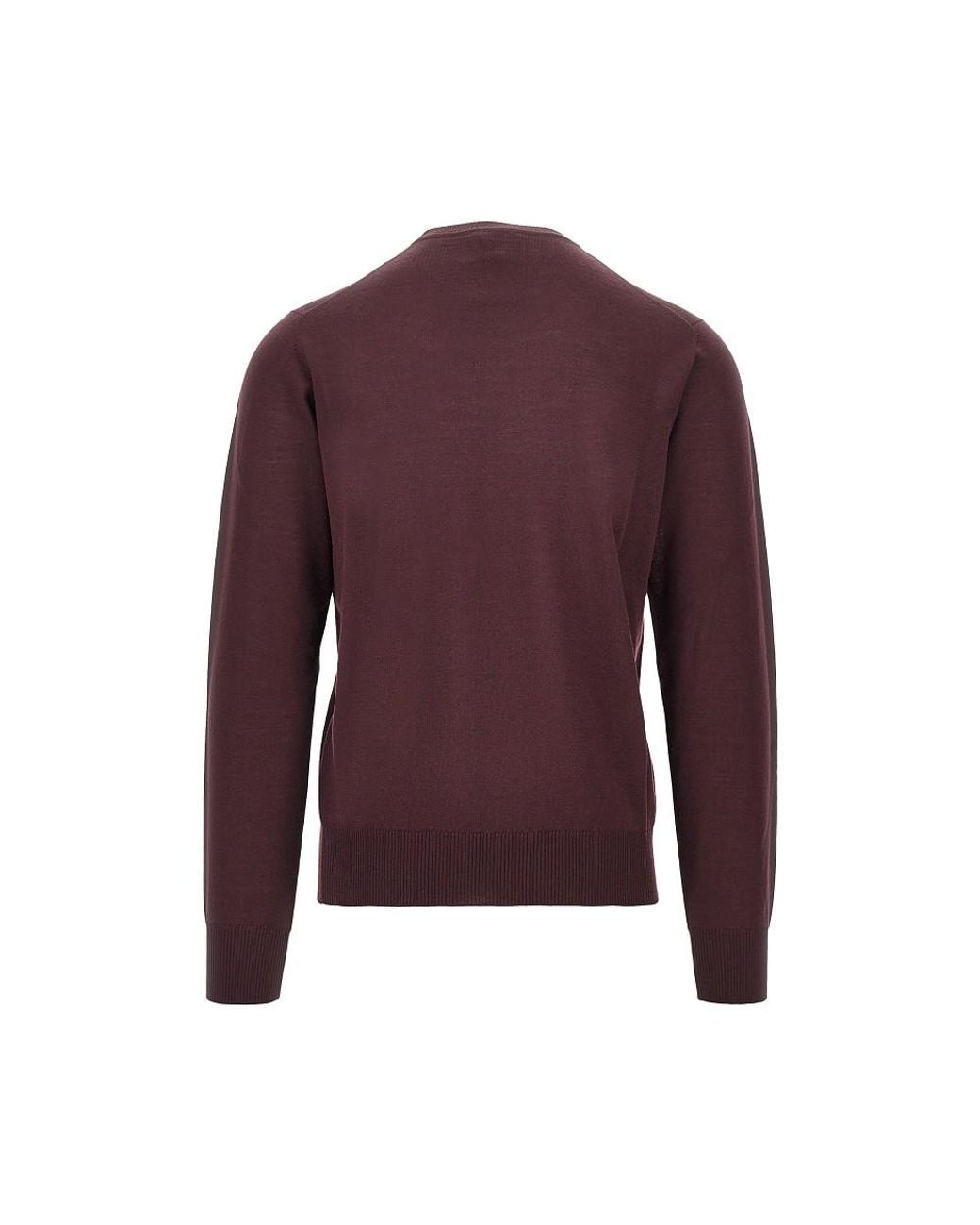 Emporio Armani Purple Virgin Wool Sweater With Eagle Embroidery for men