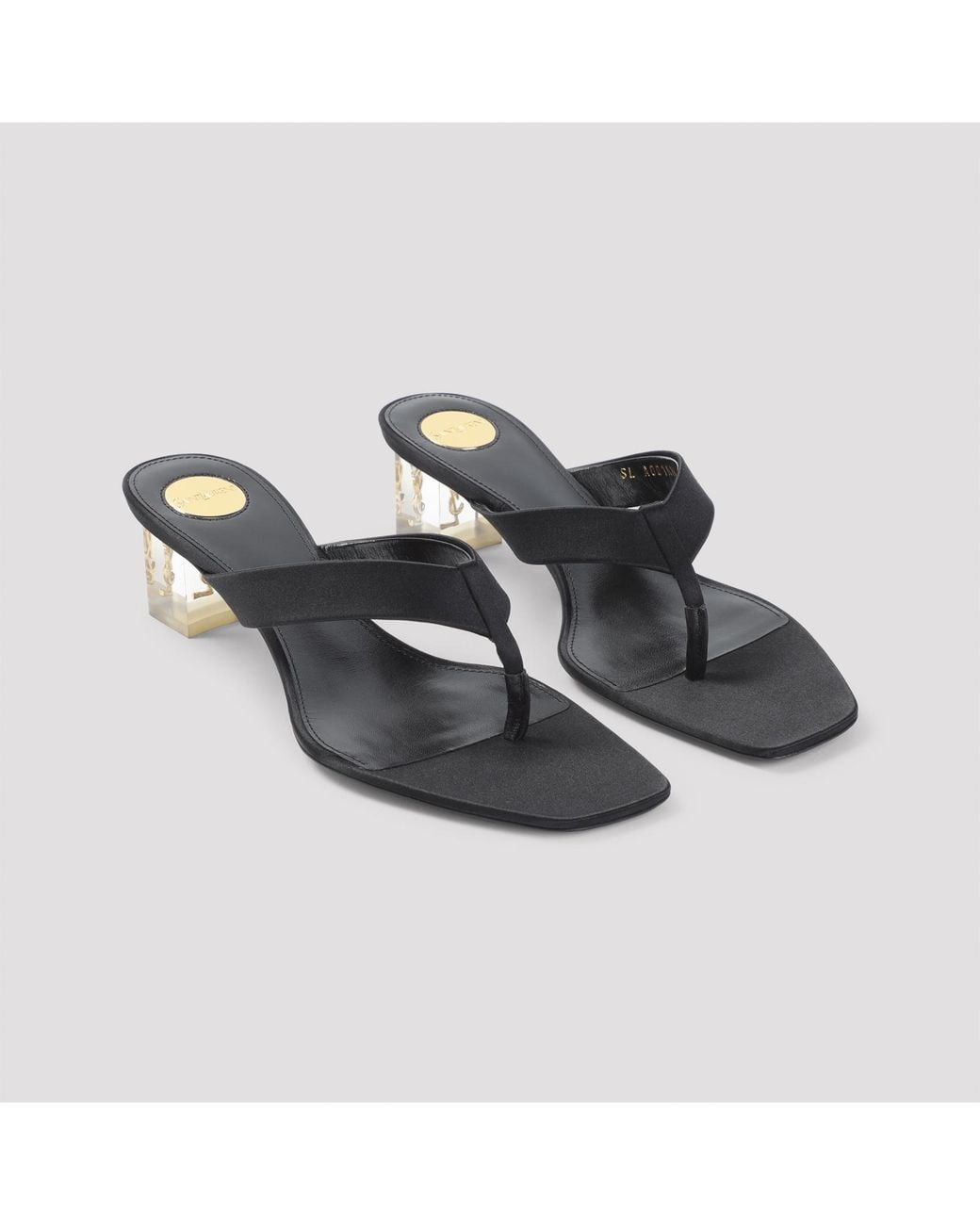 Saint Laurent Black Satin Frida Thong Mules