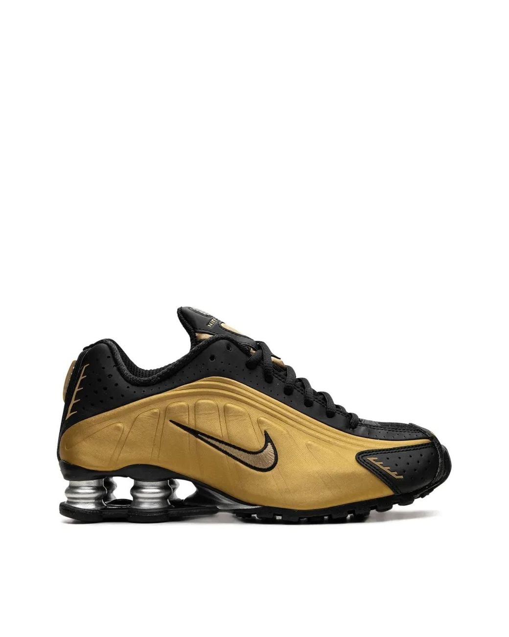 Nike Black Shox R4 /Metallic" Sneakers