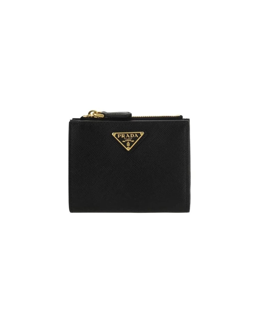 Prada Black Saffiano Triangolo Small Zip Wallet