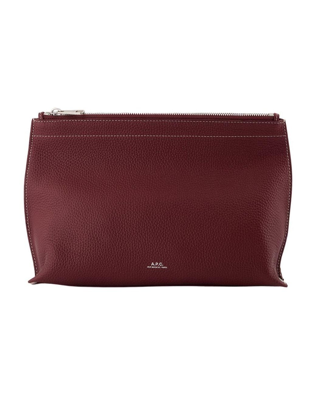 A.P.C. Red Le Neige Clou Clutch Bag – – Leather – Bordeaux