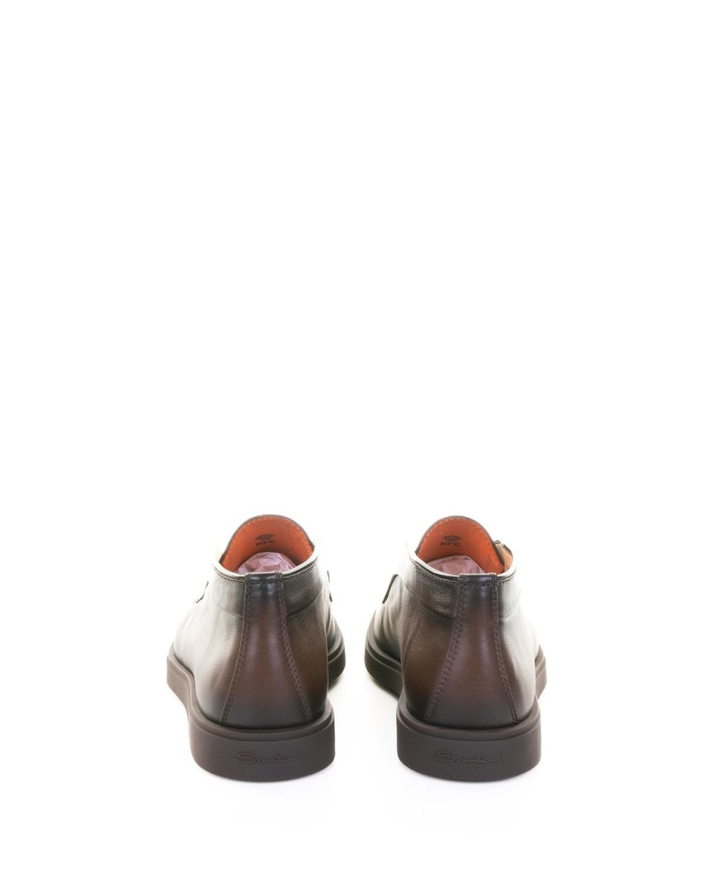 Santoni Gray Leather Ankle Boots for men
