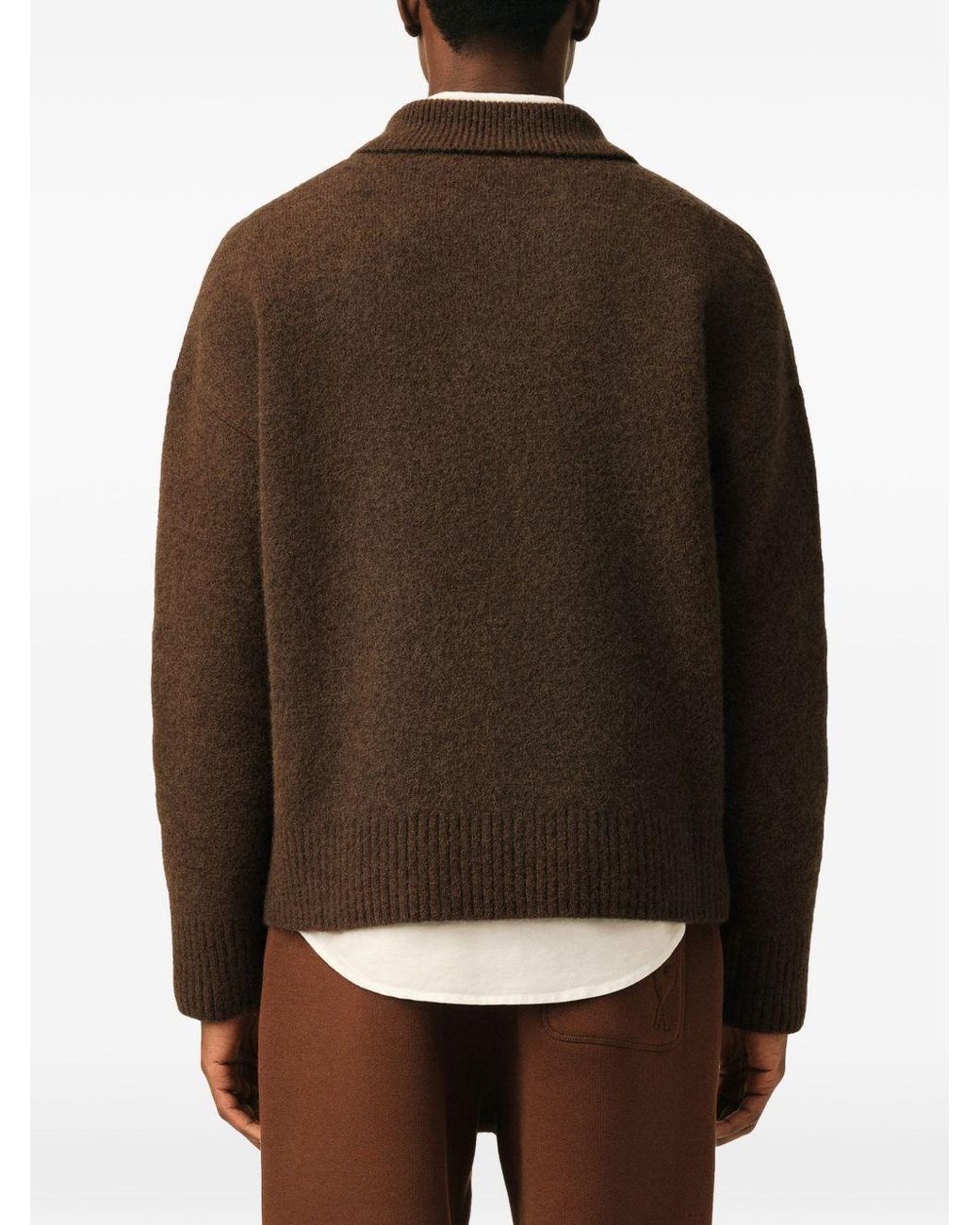 AMI Brown Chocolate Adc Alpaca Polo for men