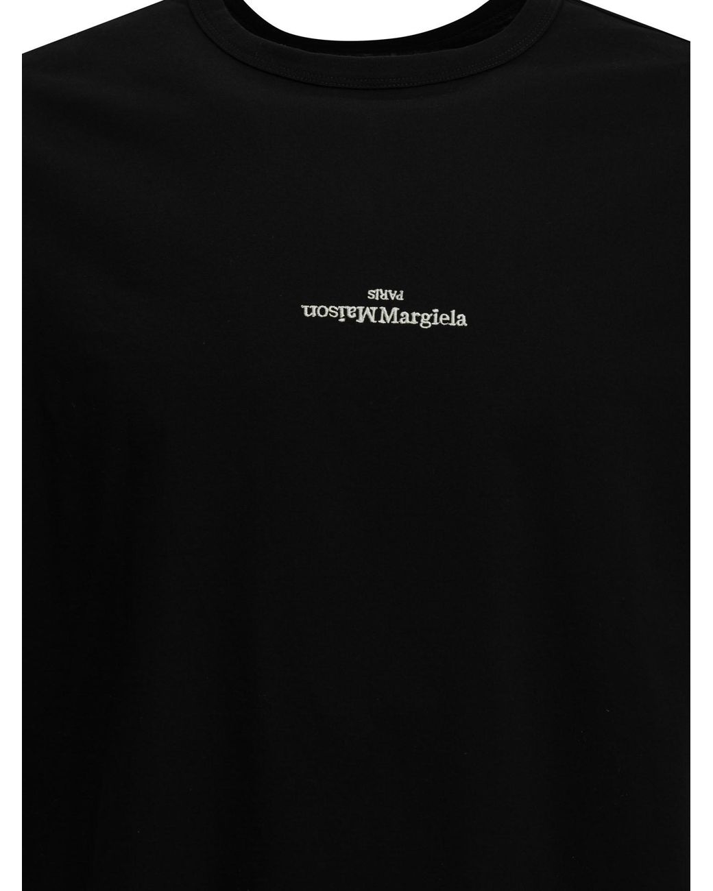 Maison Margiela Black Crewneck T-Shirt With Logo for men