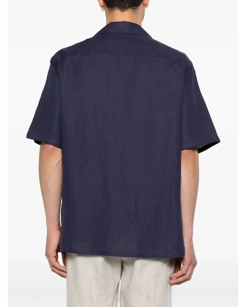 Zegna Blue Oasi Linen Shirt for men