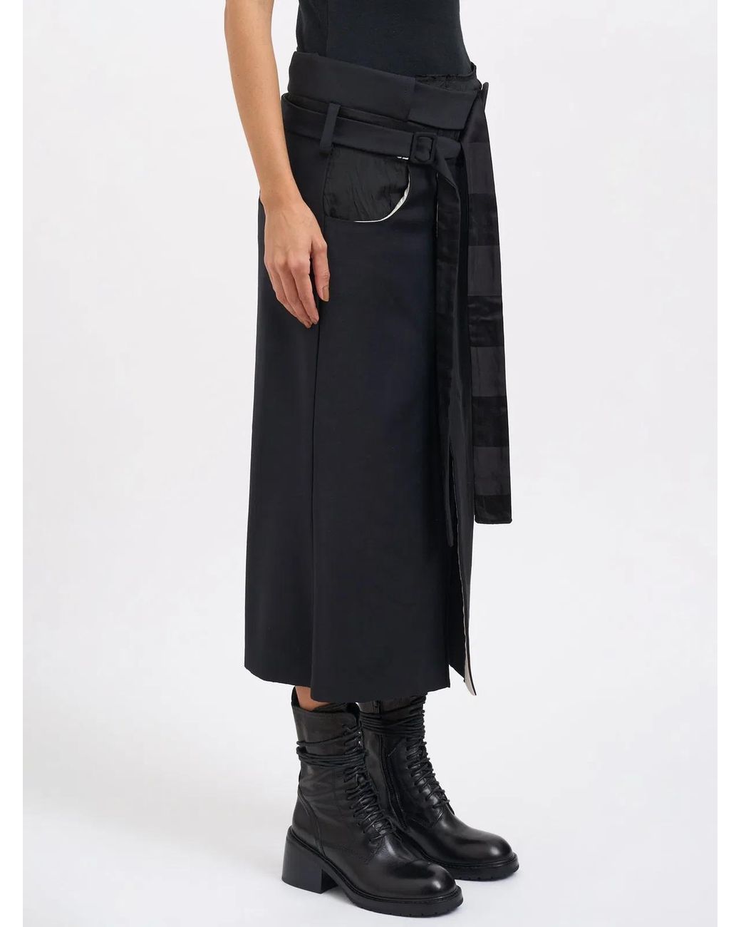 Alessandra Marchi Black Long Wool Skirt