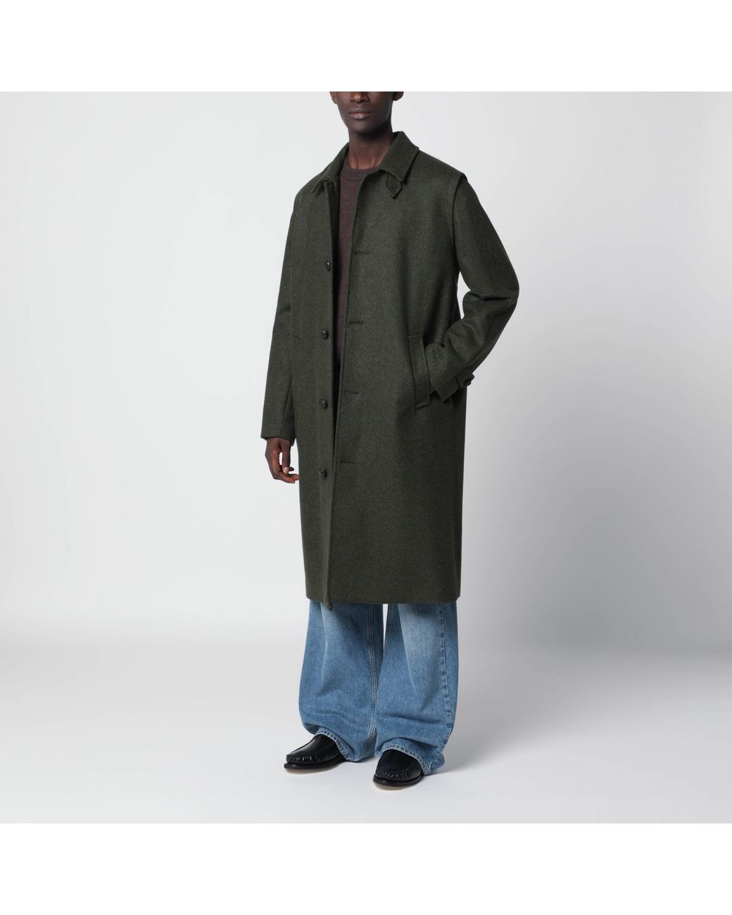 Schneiders Black Alexander Long Wool Coat for men