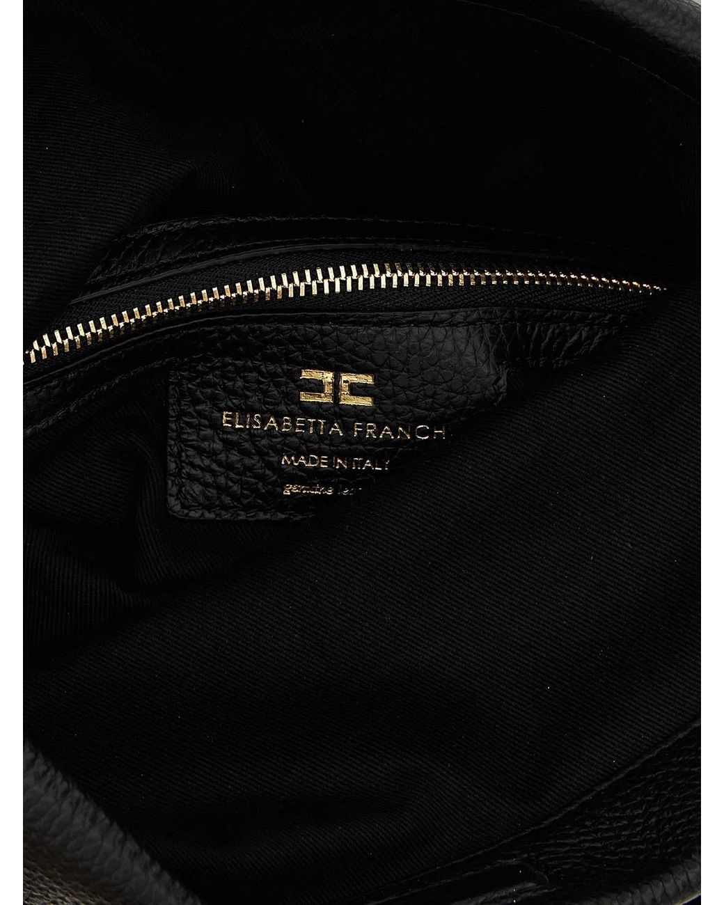 Elisabetta Franchi Black Logo Shoulder Bag